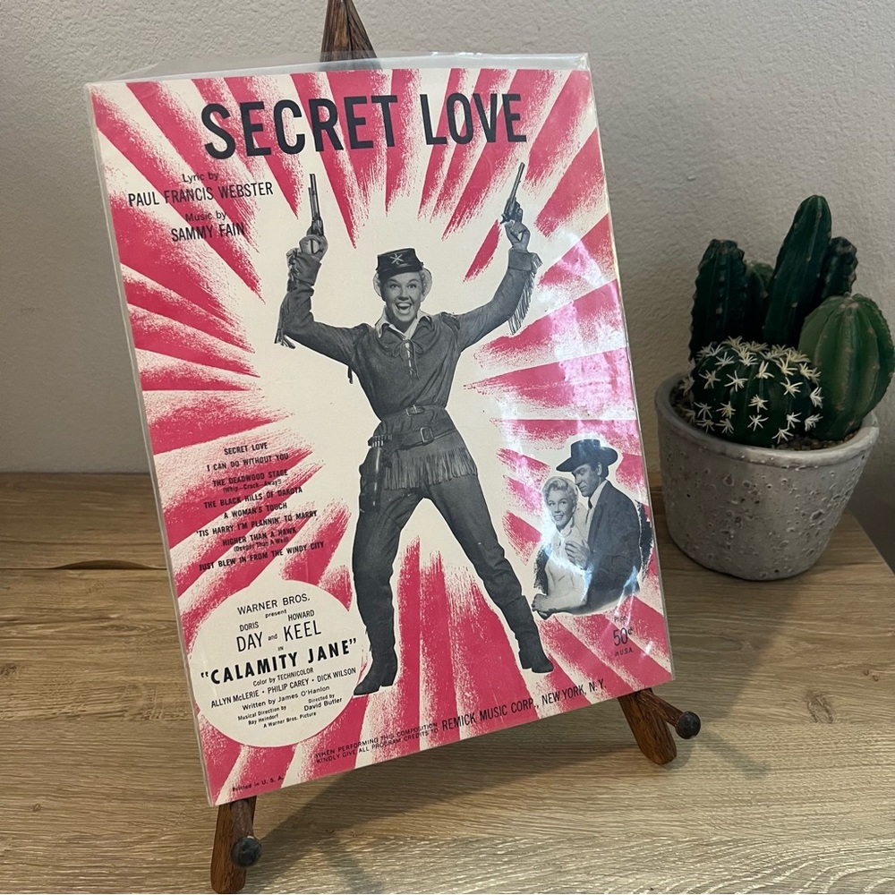 1953 Secret Love Sheet Music Doris Day Calamity Jane Vintage